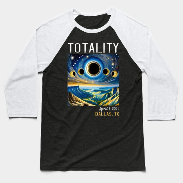 Total Solar Eclipse April 8, 2024 Dallas Texas Baseball T-Shirt by obodo